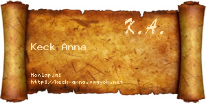 Keck Anna névjegykártya